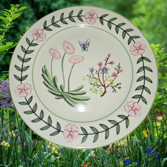 I Godinger & Co Botanical Floral 10.5" Plate Butterfly Dragonfly EUC - Picture 1 of 7